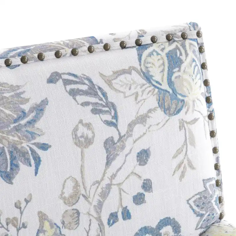 Club Chair Linen Upholstered Accent Armchair with Nailhead Trim and Wood Legs, Rivets design