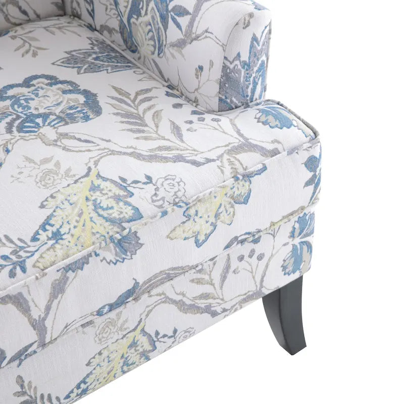 Club Chair Linen Upholstered Accent Armchair with Nailhead Trim and Wood Legs, Rivets design