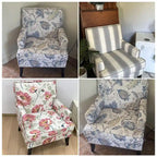 Club Chair Linen Upholstered Accent Armchair with Nailhead Trim and Wood Legs, Rivets design