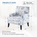 Club Chair Linen Upholstered Accent Armchair with Nailhead Trim and Wood Legs, Rivets design