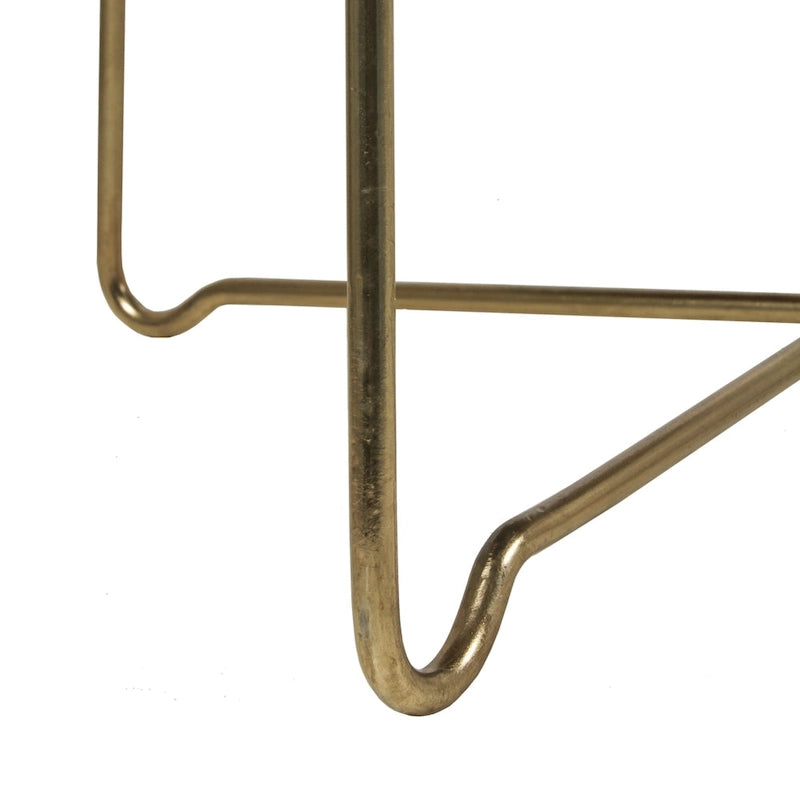 Round Natural Wood And Gold Iron Coffee Table by