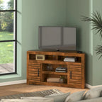  52 inch Corner TV Stand Console for TVs up to 55 inches, No Assembly Required, Whiskey Finish