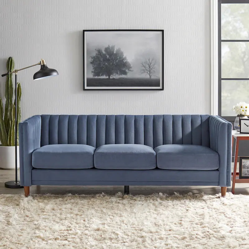 Channel Back Tuxedo Sofa, 80.3"W