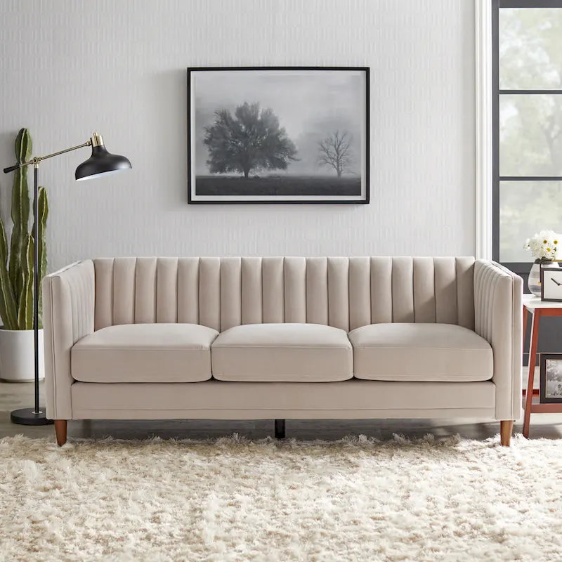 Channel Back Tuxedo Sofa, 80.3"W