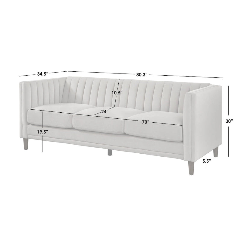Channel Back Tuxedo Sofa, 80.3"W