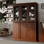 100% Solid Wood 48.5 China Pantry Cabinet with Solid or Clear Glass Doors and Adjustable Shelves - 48.5 x 71.5