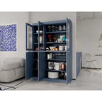 100% Solid Wood 48.5 China Pantry Cabinet with Solid or Clear Glass Doors and Adjustable Shelves - 48.5 x 71.5