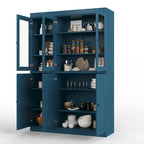 100% Solid Wood 48.5 China Pantry Cabinet with Solid or Clear Glass Doors and Adjustable Shelves - 48.5 x 71.5