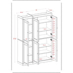 100% Solid Wood 48.5 China Pantry Cabinet with Solid or Clear Glass Doors and Adjustable Shelves - 48.5 x 71.5
