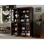 100% Solid Wood 48.5 China Pantry Cabinet with Solid or Clear Glass Doors and Adjustable Shelves - 48.5 x 71.5