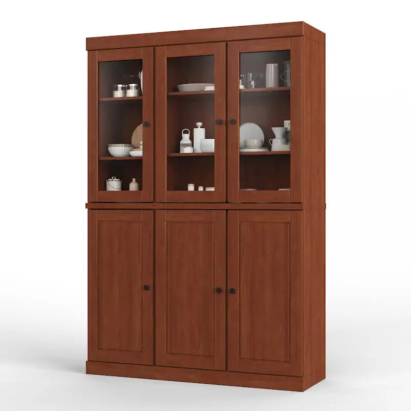 100% Solid Wood 48.5 China Pantry Cabinet with Solid or Clear Glass Doors and Adjustable Shelves - 48.5 x 71.5