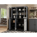100% Solid Wood 48.5 China Pantry Cabinet with Solid or Clear Glass Doors and Adjustable Shelves - 48.5 x 71.5