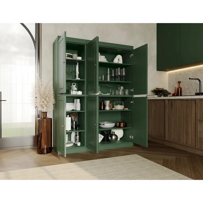 100% Solid Wood 48.5 China Pantry Cabinet with Solid or Clear Glass Doors and Adjustable Shelves - 48.5 x 71.5