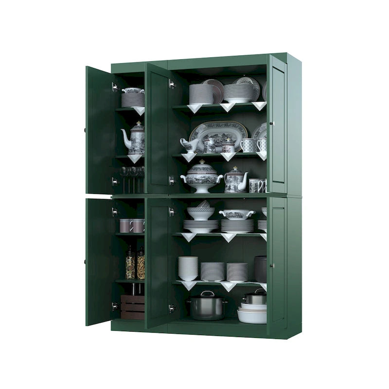 100% Solid Wood 48.5 China Pantry Cabinet with Solid or Clear Glass Doors and Adjustable Shelves - 48.5 x 71.5