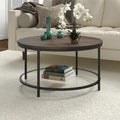 32" Round Coffee Table with MDF Top and Glass Shelf