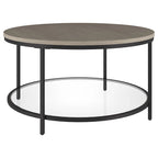32" Round Coffee Table with MDF Top and Glass Shelf