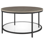32" Round Coffee Table with MDF Top and Glass Shelf