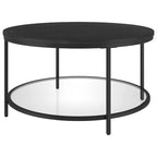 32" Round Coffee Table with MDF Top and Glass Shelf