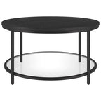 32" Round Coffee Table with MDF Top and Glass Shelf