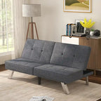 Modern Armless Loveseat Sofa Bed Chair Couch Wood Living Room with two Cushions