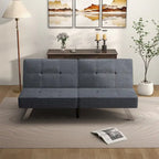 Modern Armless Loveseat Sofa Bed Chair Couch Wood Living Room with two Cushions