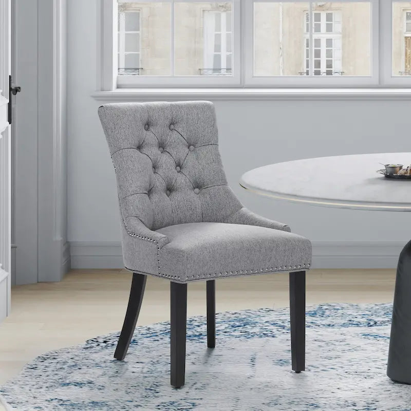 Grandview Tufted Upholstered Linen Fabric Dining Chair
