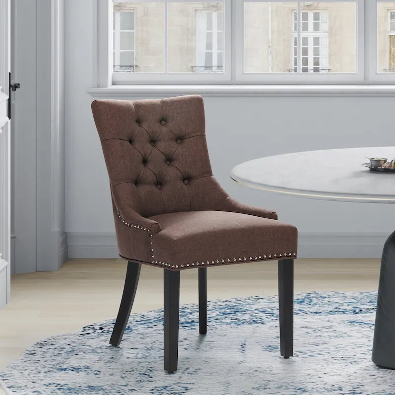 Grandview Tufted Upholstered Linen Fabric Dining Chair
