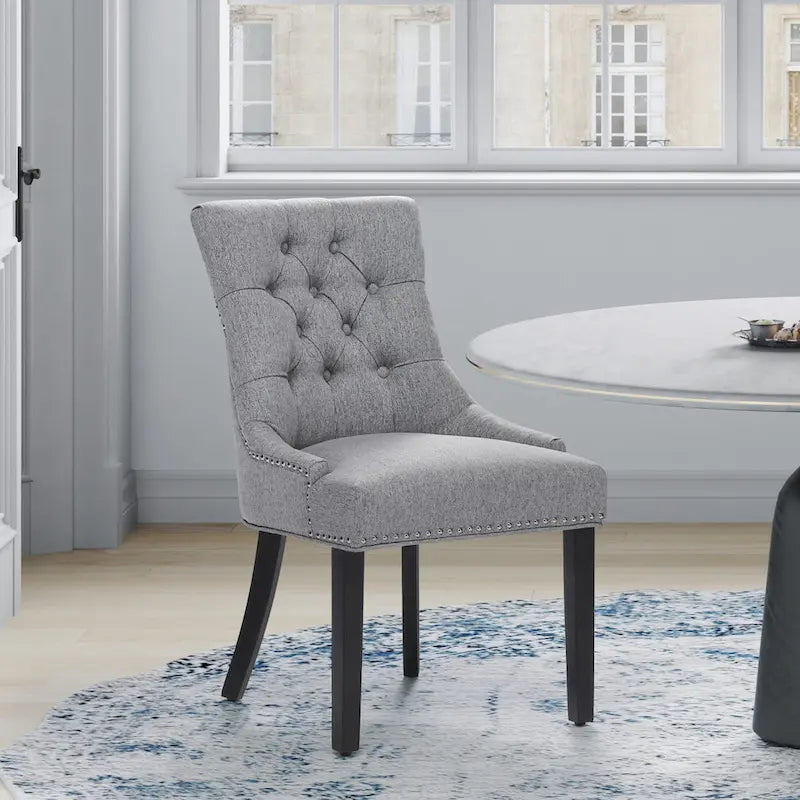 Grandview Tufted Upholstered Linen Fabric Dining Chair