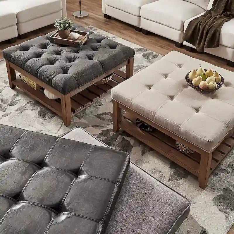Pine Ottoman Coffee Table, 38"W x 38"D