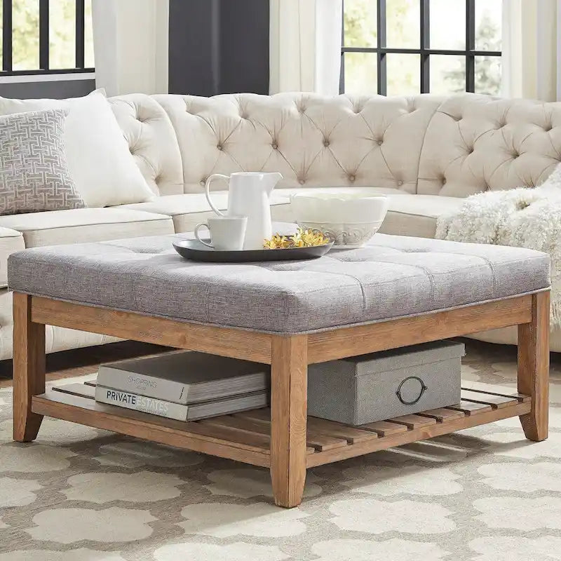 Pine Ottoman Coffee Table, 38"W x 38"D
