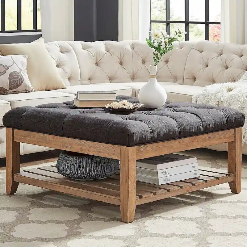 Pine Ottoman Coffee Table, 38"W x 38"D