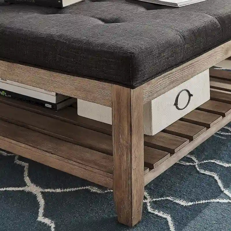 Pine Ottoman Coffee Table, 38"W x 38"D