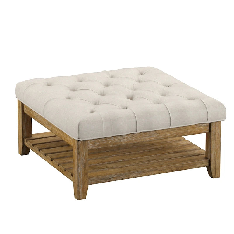 Pine Ottoman Coffee Table, 38"W x 38"D