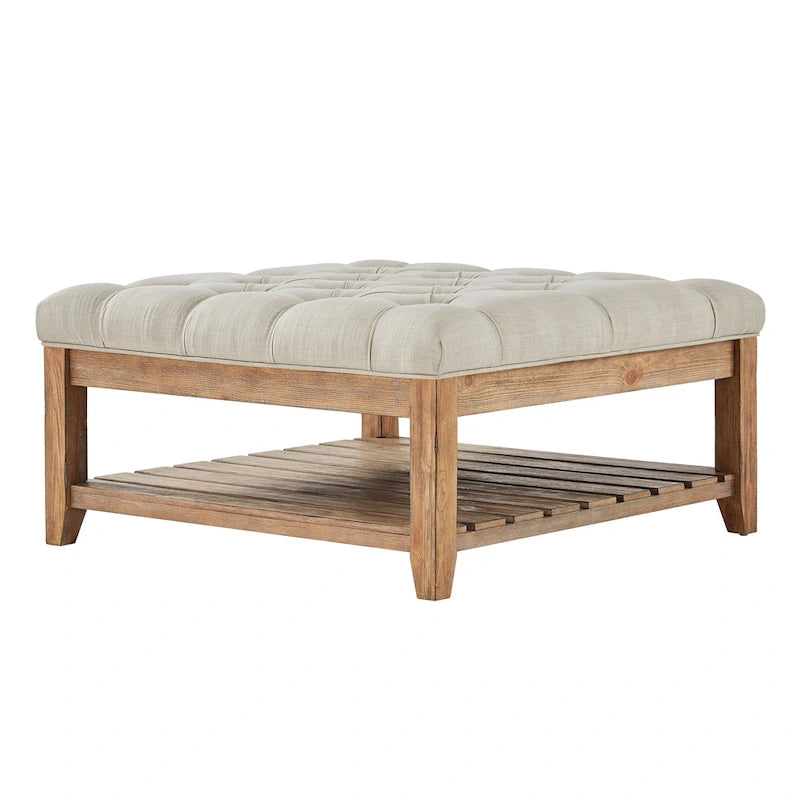 Pine Ottoman Coffee Table, 38"W x 38"D