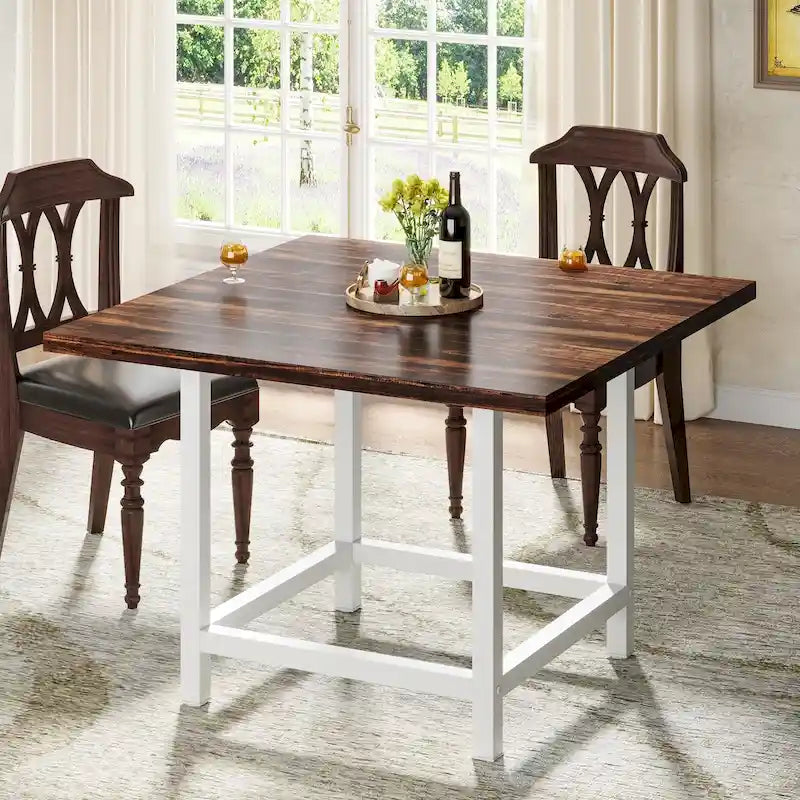 Rustic suqare dining kitchen room table for 4 dinner table for small space