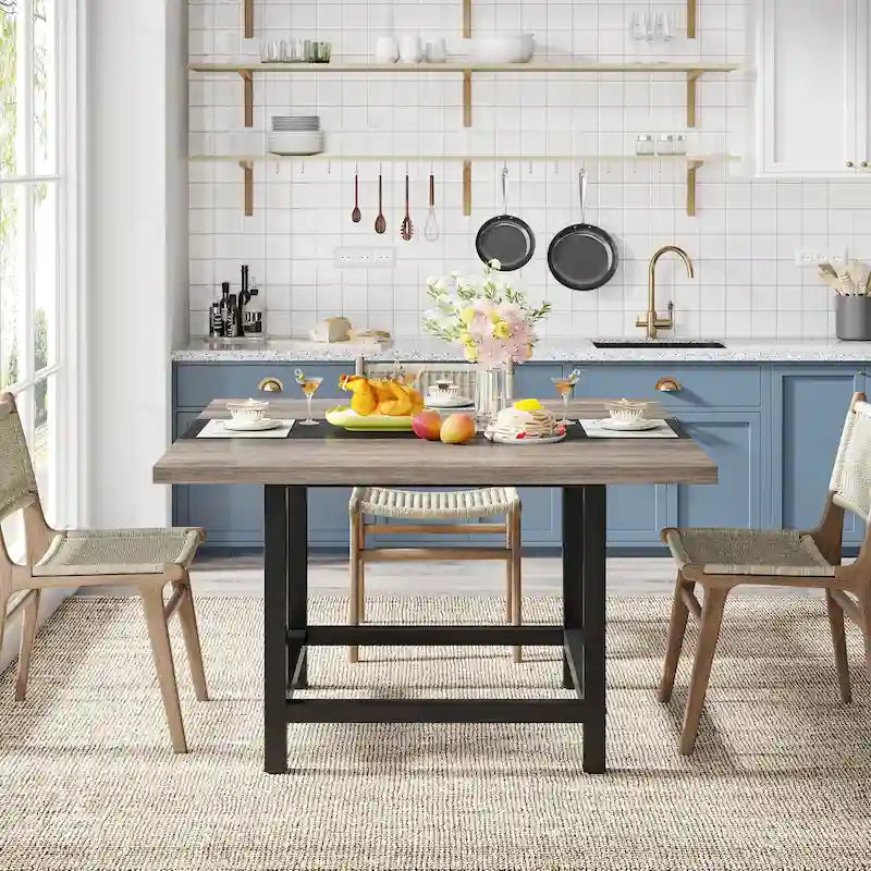 Rustic suqare dining kitchen room table for 4 dinner table for small space