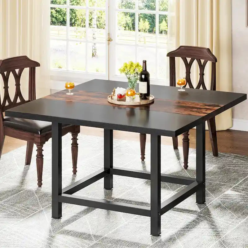 Rustic suqare dining kitchen room table for 4 dinner table for small space
