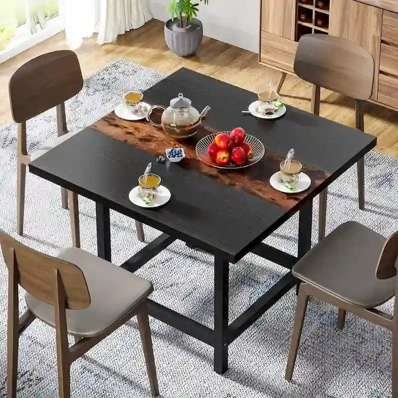 Rustic suqare dining kitchen room table for 4 dinner table for small space