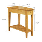 Teegan Solid Wood Recliner Wedge End Side Table with Shelf
