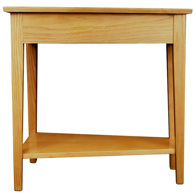 Teegan Solid Wood Recliner Wedge End Side Table with Shelf