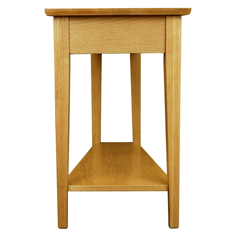 Teegan Solid Wood Recliner Wedge End Side Table with Shelf