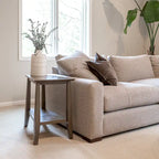 Teegan Solid Wood Recliner Wedge End Side Table with Shelf