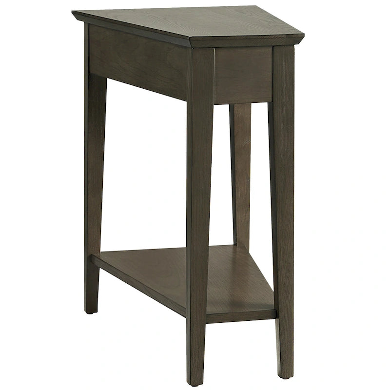 Teegan Solid Wood Recliner Wedge End Side Table with Shelf