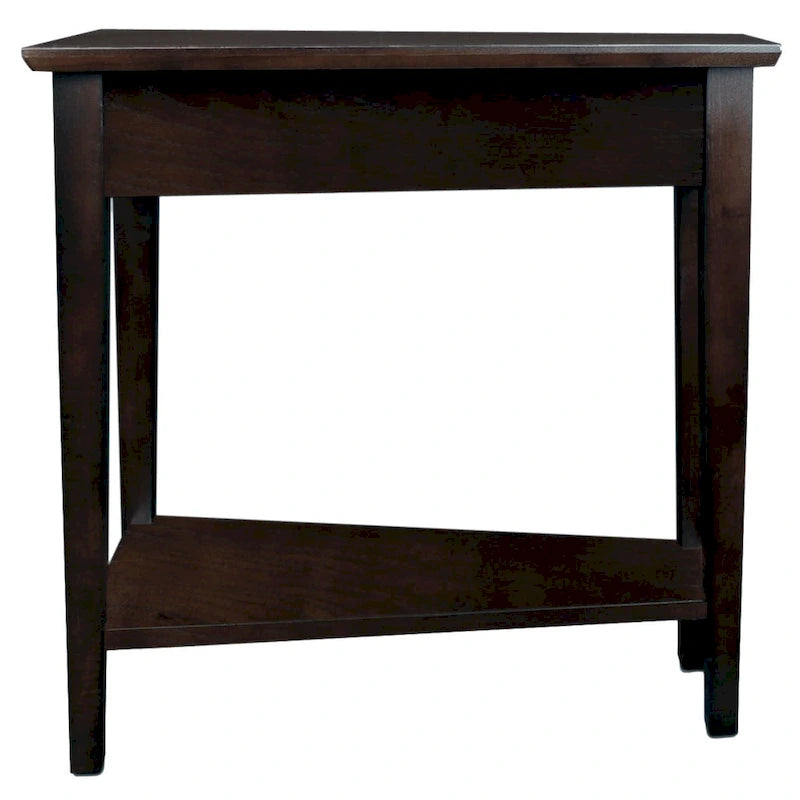 Teegan Solid Wood Recliner Wedge End Side Table with Shelf