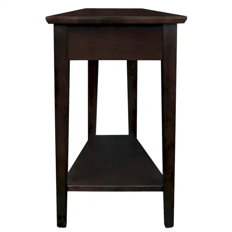 Teegan Solid Wood Recliner Wedge End Side Table with Shelf