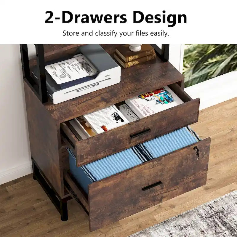 2-Drawer File Cabinet Printer Stand with Lock, 29.52"L