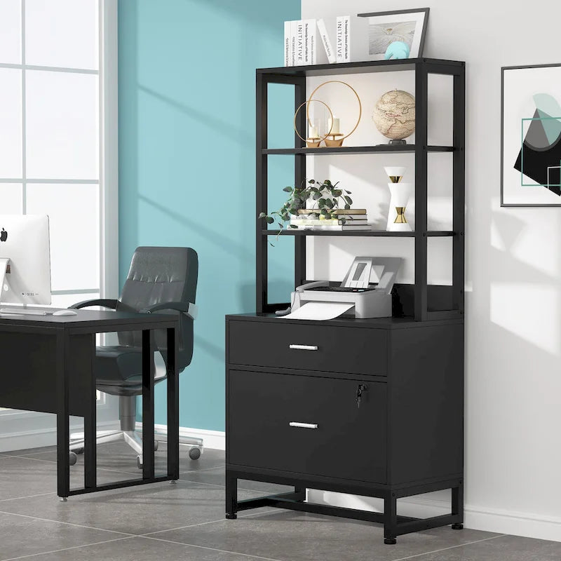 2-Drawer File Cabinet Printer Stand with Lock, 29.52"L