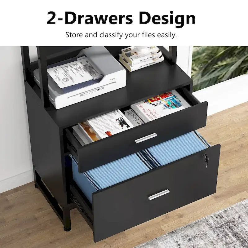 2-Drawer File Cabinet Printer Stand with Lock, 29.52"L