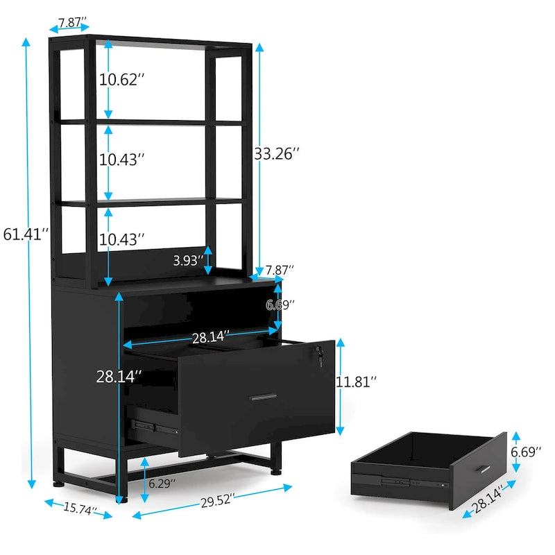 2-Drawer File Cabinet Printer Stand with Lock, 29.52"L