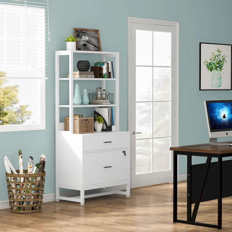 2-Drawer File Cabinet Printer Stand with Lock, 29.52"L
